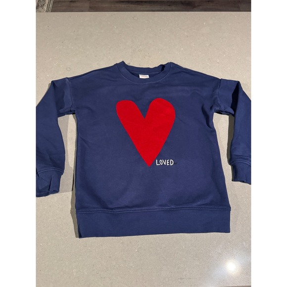 Hanna Andersson Tops - Hanna Andersson Navy Blue Heart Loved Sweatshirt Kids Size 8 130cm‎